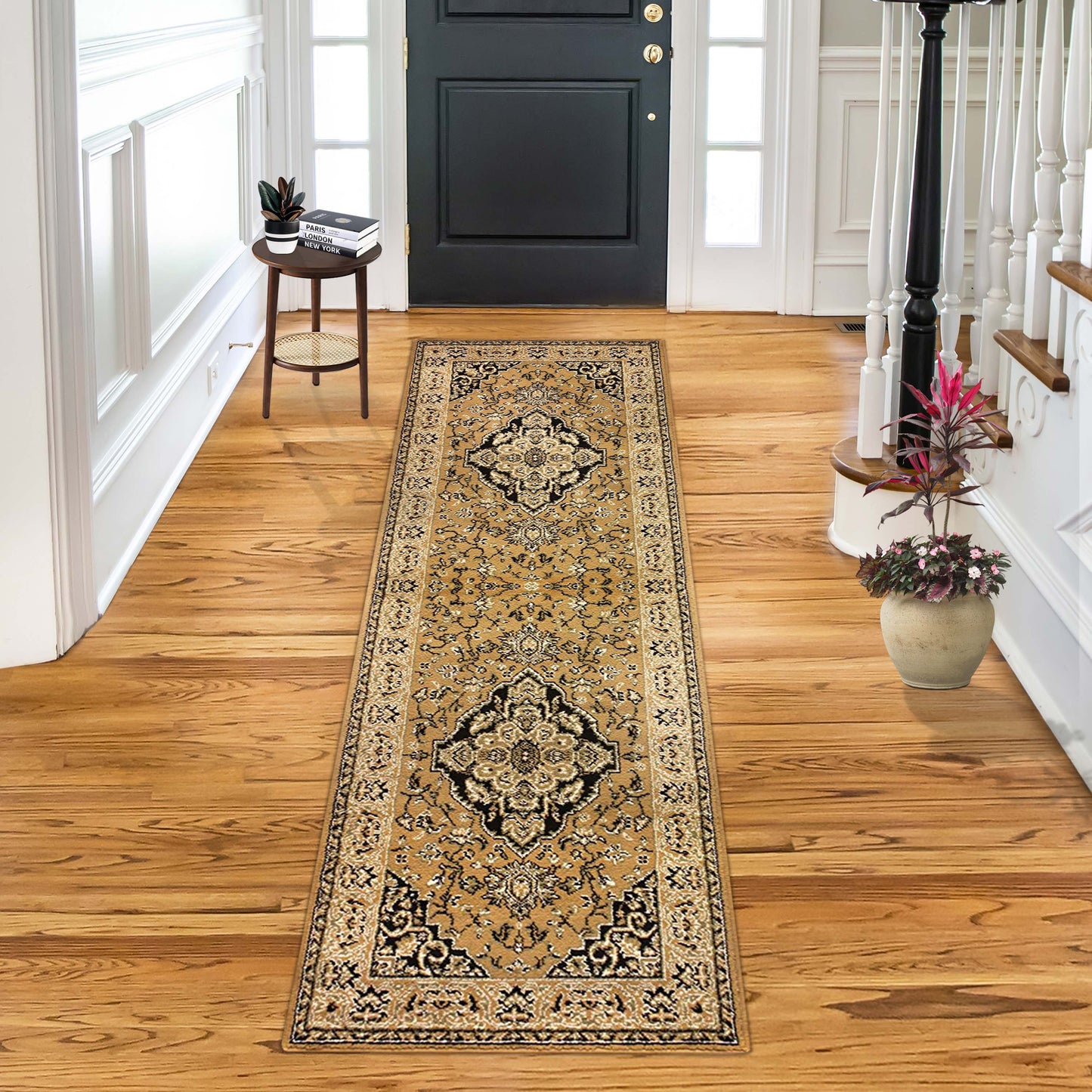 Glendale Traditional Floral Medallion Indoor Area Rug or Runner Rug - Gold