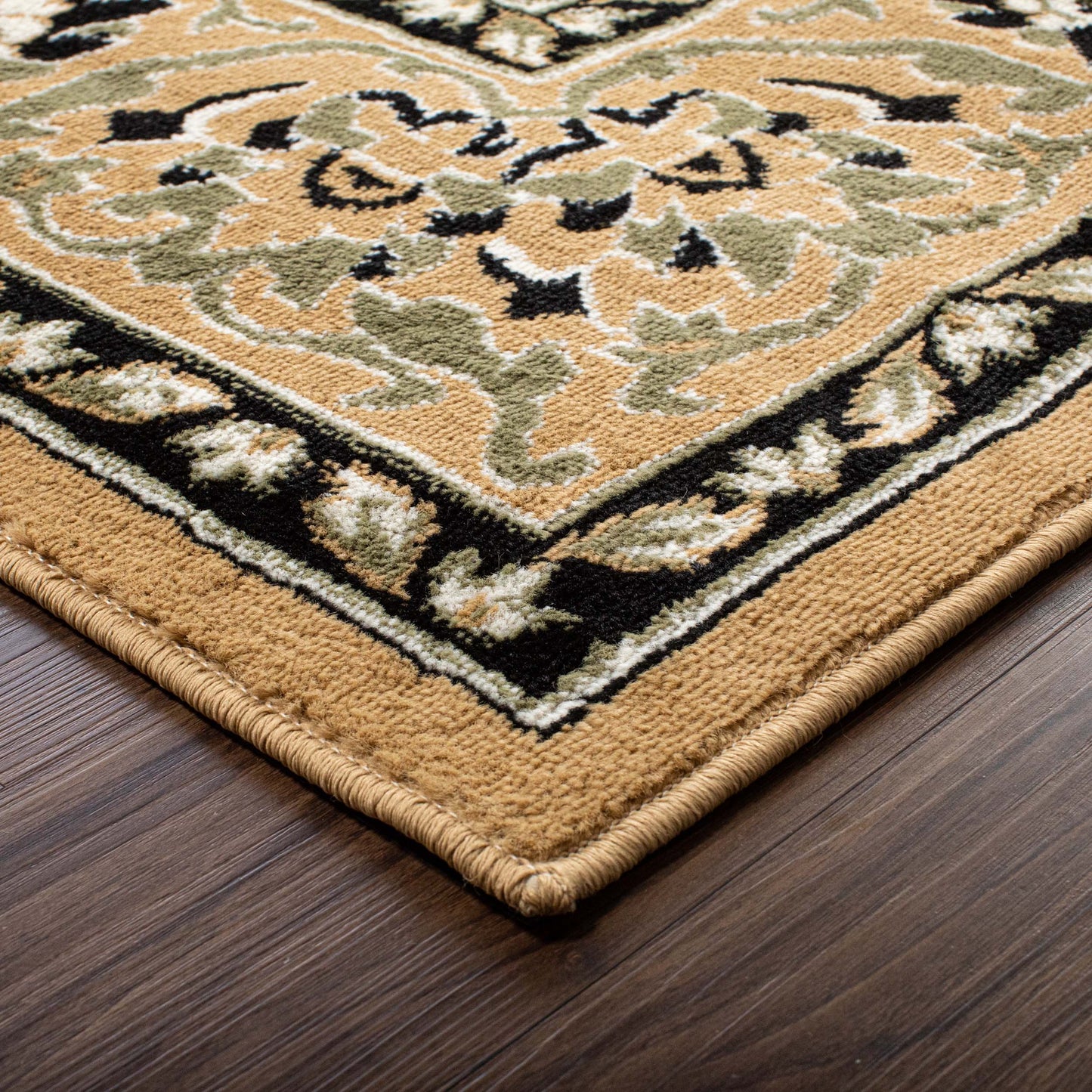 Glendale Traditional Floral Medallion Indoor Area Rug or Runner Rug - Gold