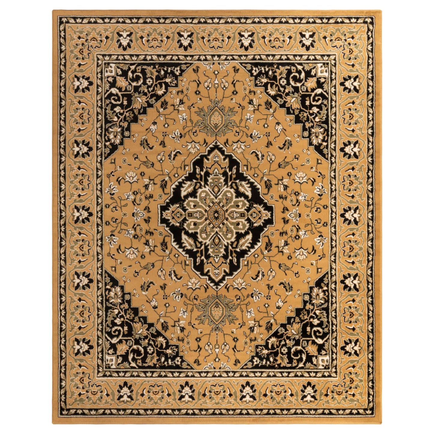 Glendale Traditional Floral Medallion Indoor Area Rug or Runner Rug - Gold