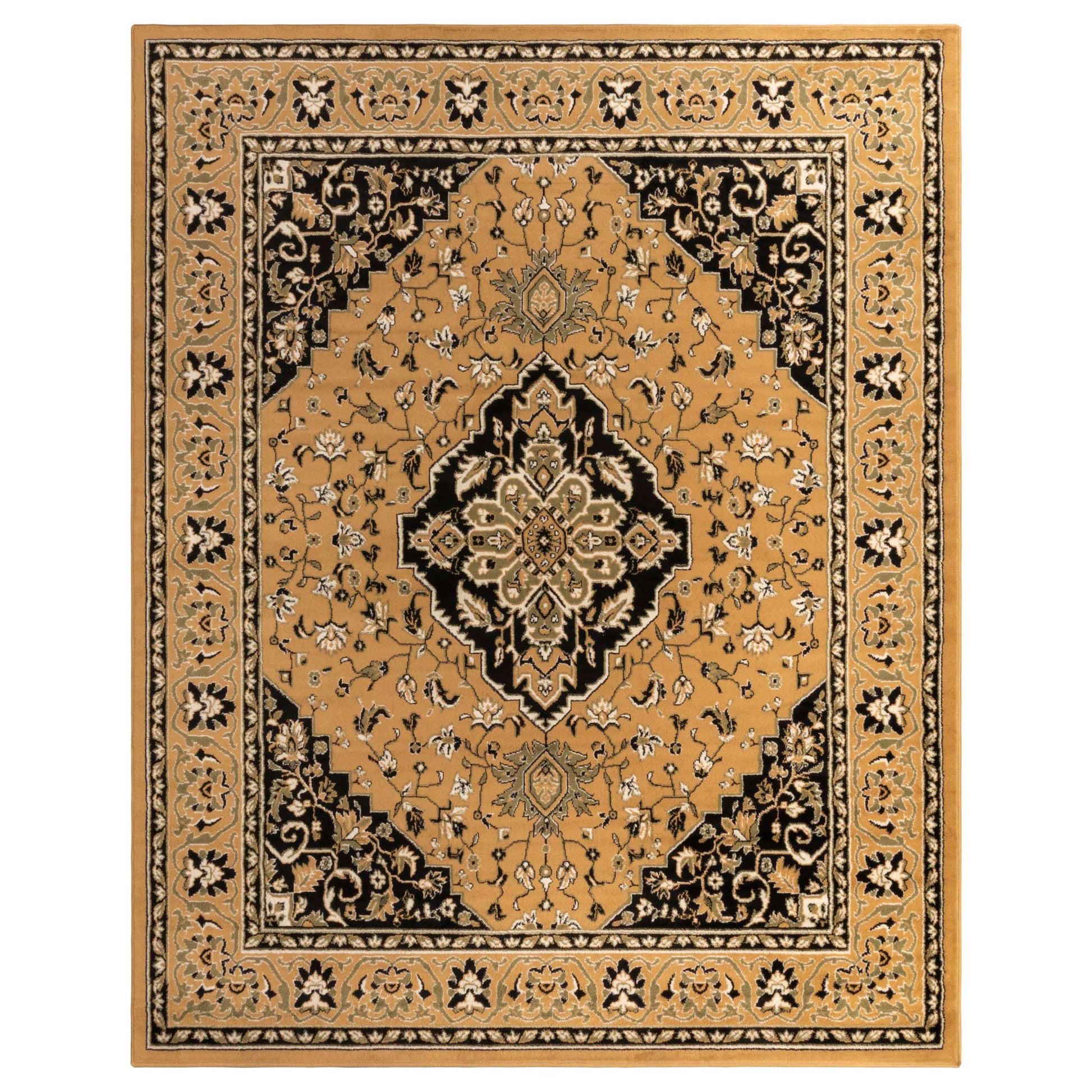 Glendale Traditional Floral Medallion Indoor Area Rug or Runner Rug - Gold