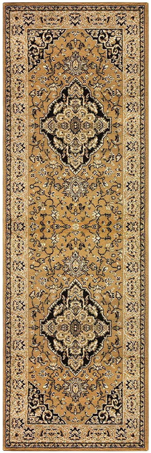 Glendale Traditional Floral Medallion Indoor Area Rug or Runner Rug - Gold