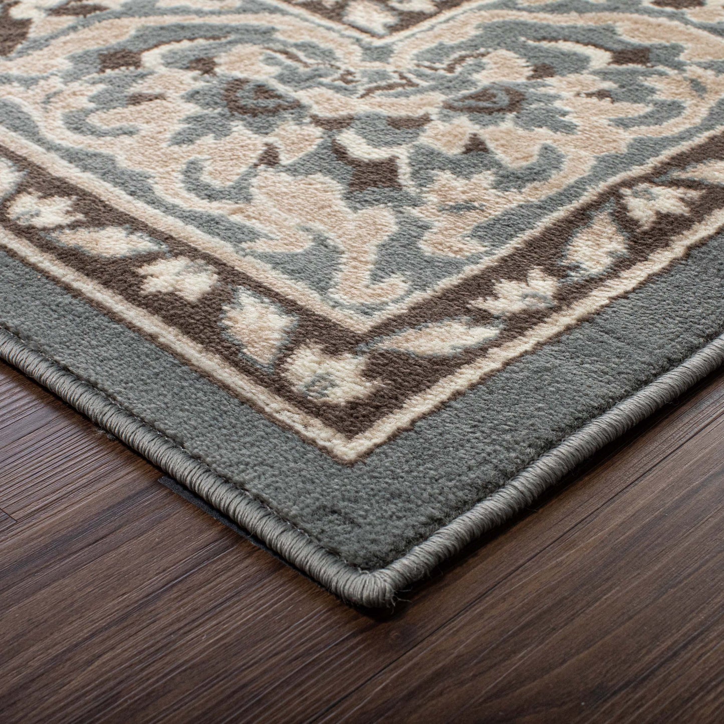 Glendale Traditional Floral Medallion Indoor Area Rug or Runner Rug - Gray