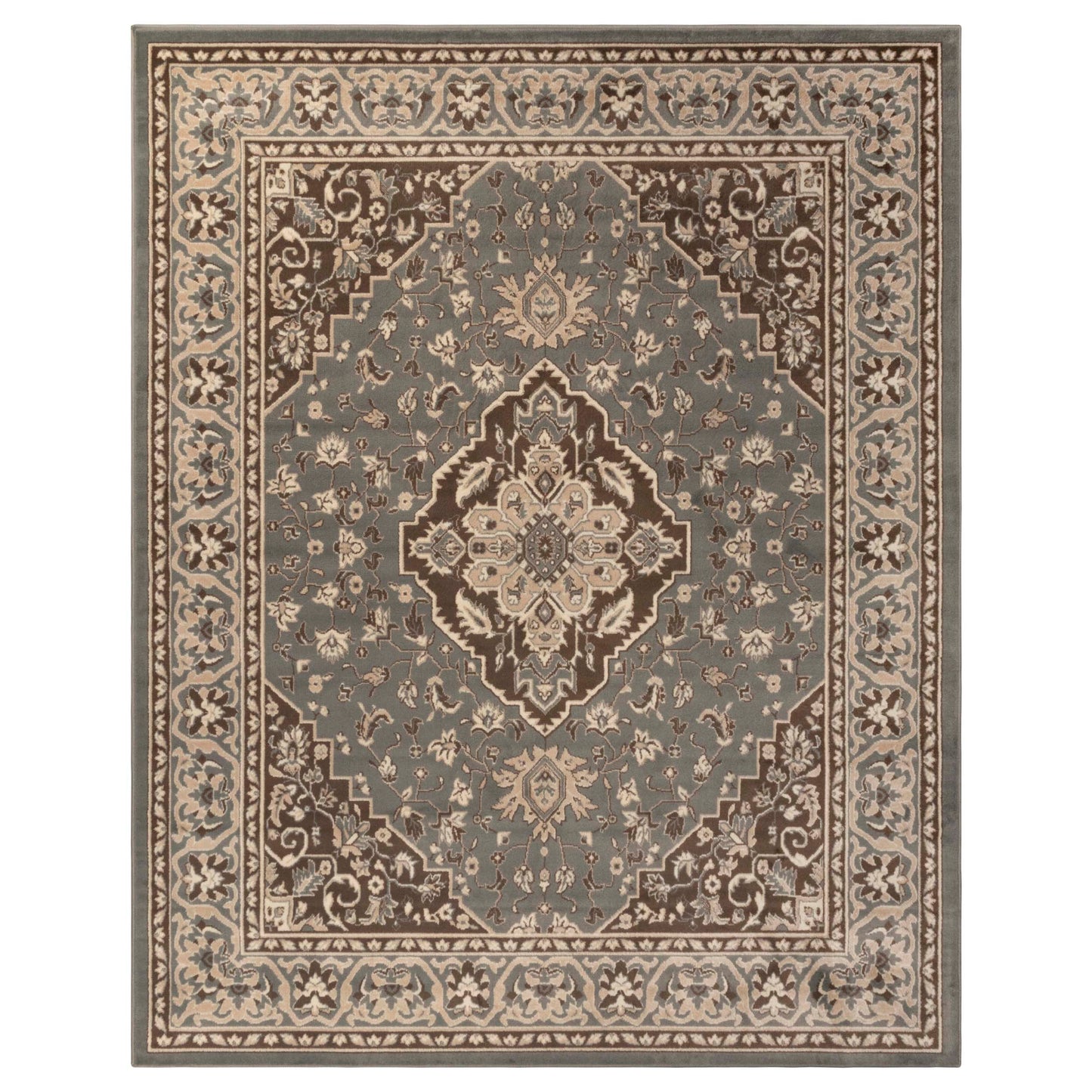 Glendale Traditional Floral Medallion Indoor Area Rug or Runner Rug - Gray