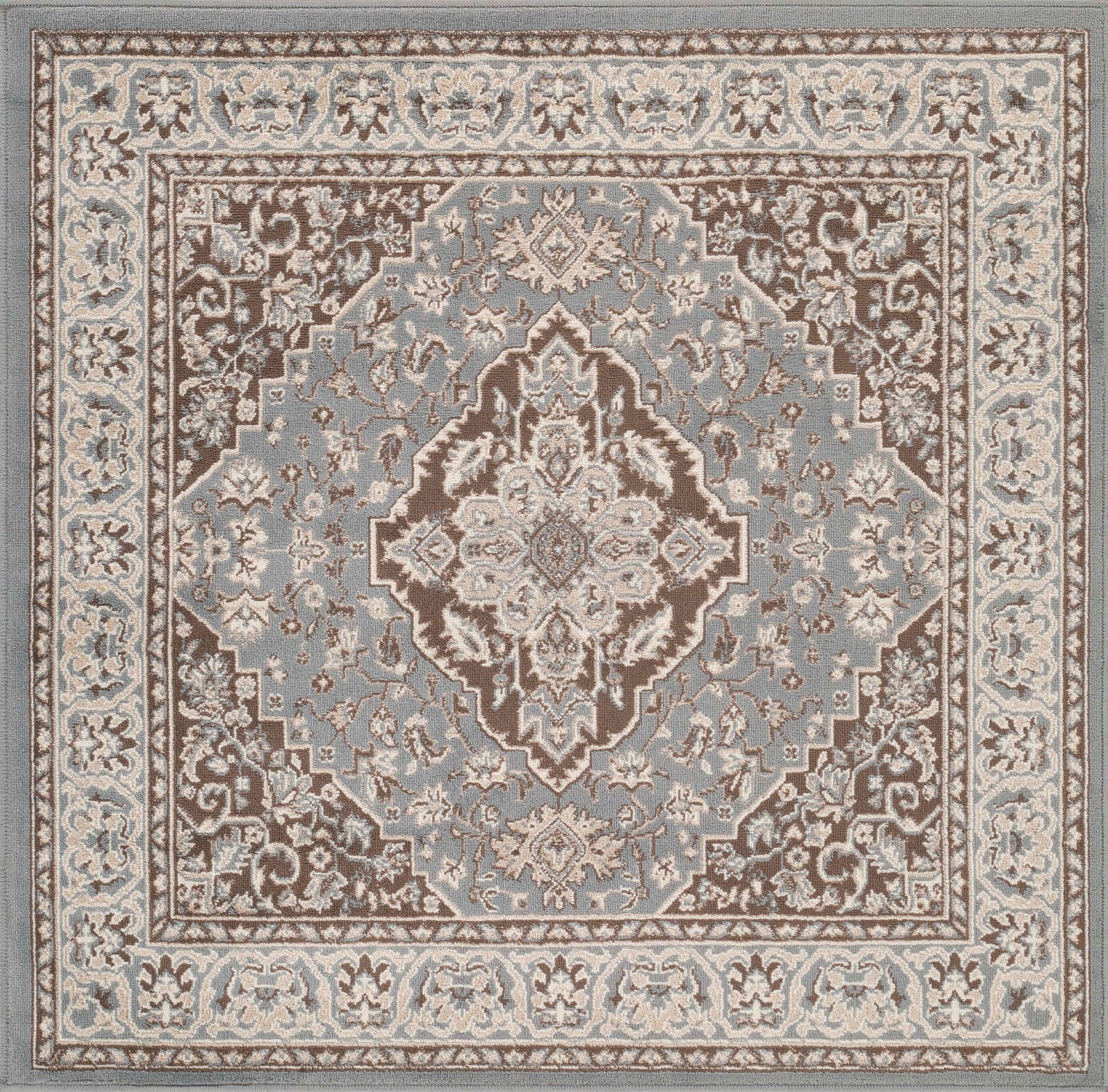 Glendale Traditional Floral Medallion Indoor Area Rug or Runner Rug - Gray