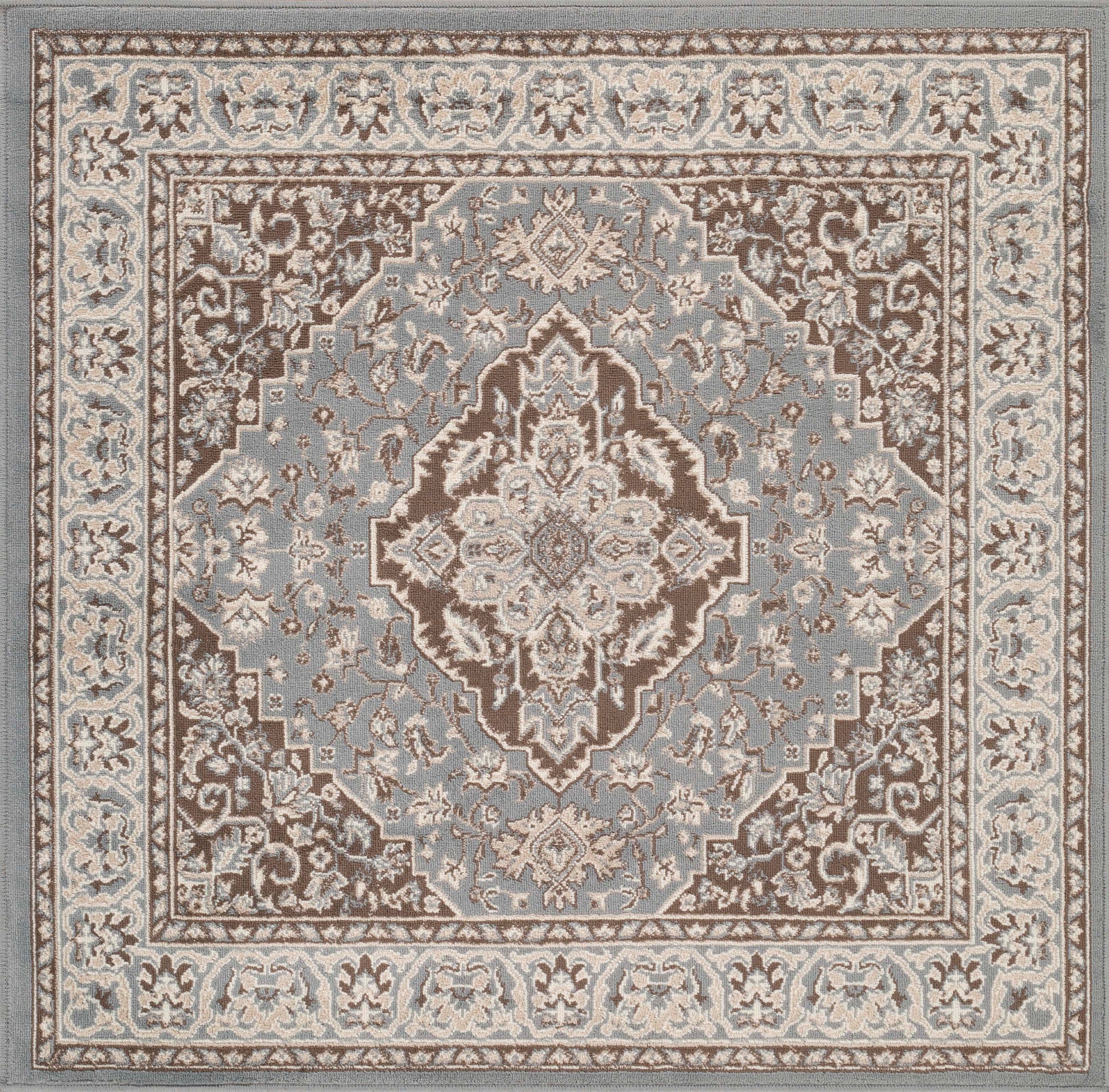 Glendale Traditional Floral Medallion Indoor Area Rug or Runner Rug - Gray