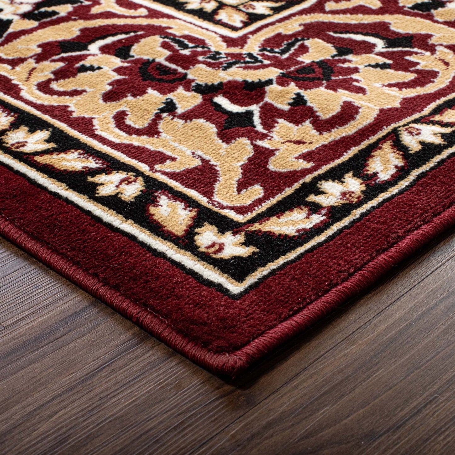 Glendale Traditional Floral Medallion Indoor Area Rug or Runner Rug - Red