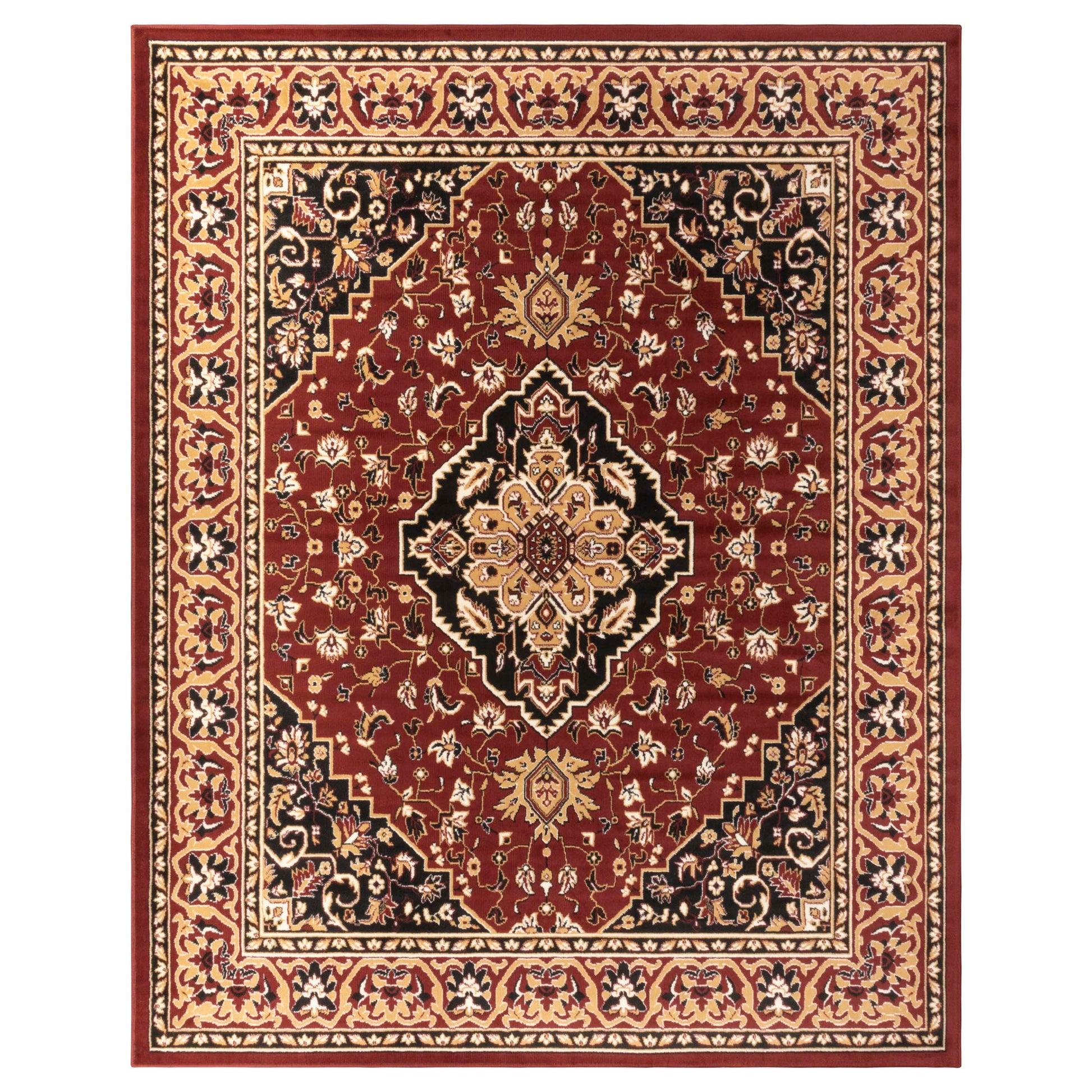 Glendale Traditional Floral Medallion Indoor Area Rug or Runner Rug - Red