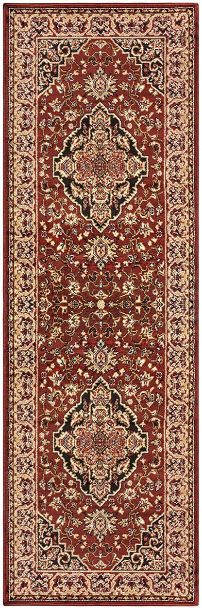 Glendale Traditional Floral Medallion Indoor Area Rug or Runner Rug - Red