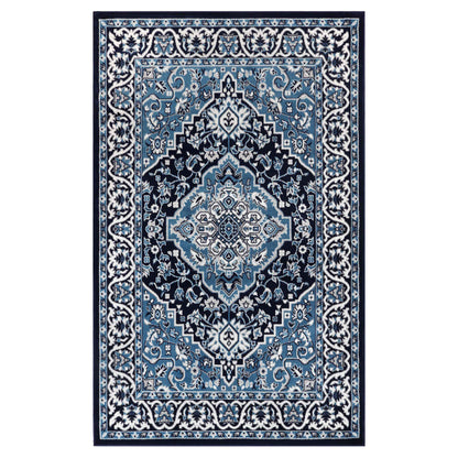 Glendale Traditional Floral Medallion Indoor Area Rug or Runner Rug - Blue