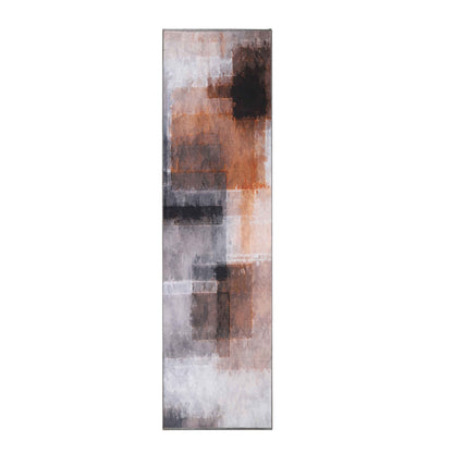 Goa Abstract Patchwork Washable Indoor Area Rug or Runner - Rust