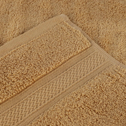 Chevron Zero Twist Solid and Jacquard Soft Cotton 6 Piece Towel Set - Gold