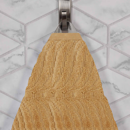 Chevron Zero Twist Solid and Jacquard Soft Cotton 6 Piece Towel Set - Gold