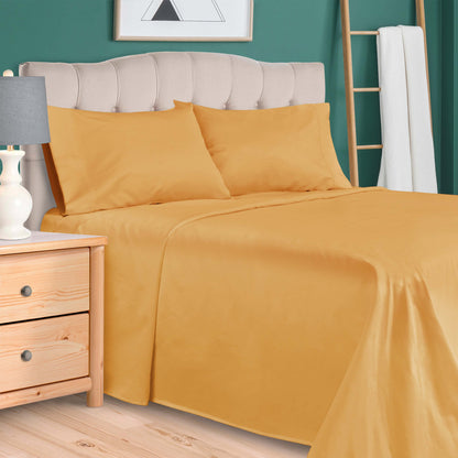 Egyptian Cotton 300 Thread Count Solid Deep Pocket Sheet Set - Gold