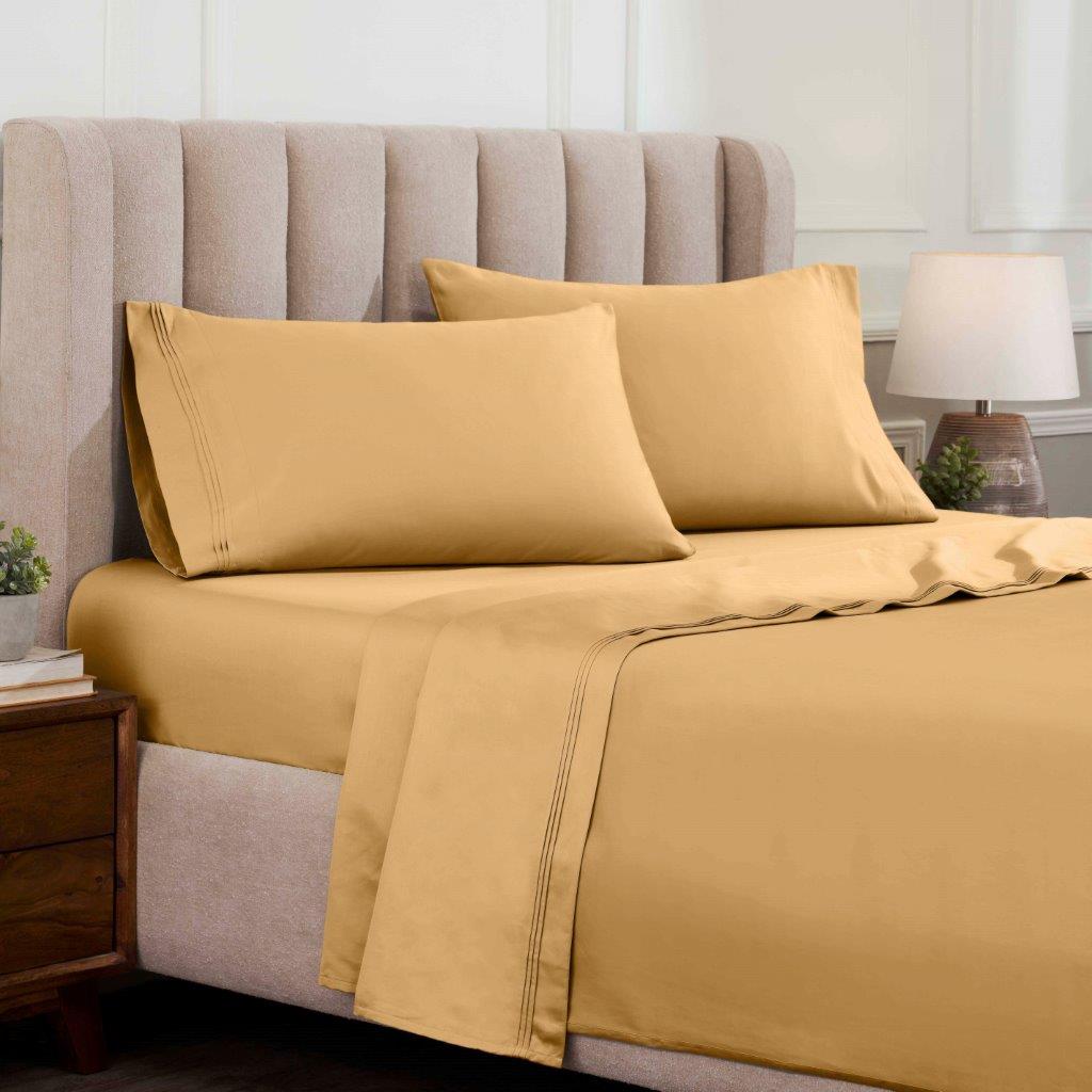 Egyptian Cotton 1500 Thread Count Eco Friendly Solid Sheet Set - Gold