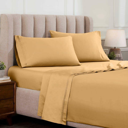 Egyptian Cotton 1500 Thread Count Eco Friendly Solid Sheet Set - Gold