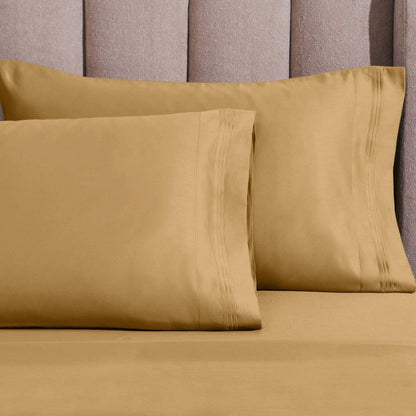 1500 Thread Count Egyptian Cotton 2 Piece Solid Pillowcase Set - Gold