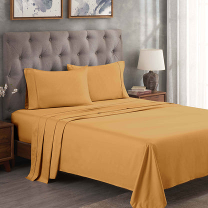 Egyptian Cotton 300 Thread Count Solid Deep Pocket Sheet Set - Gold