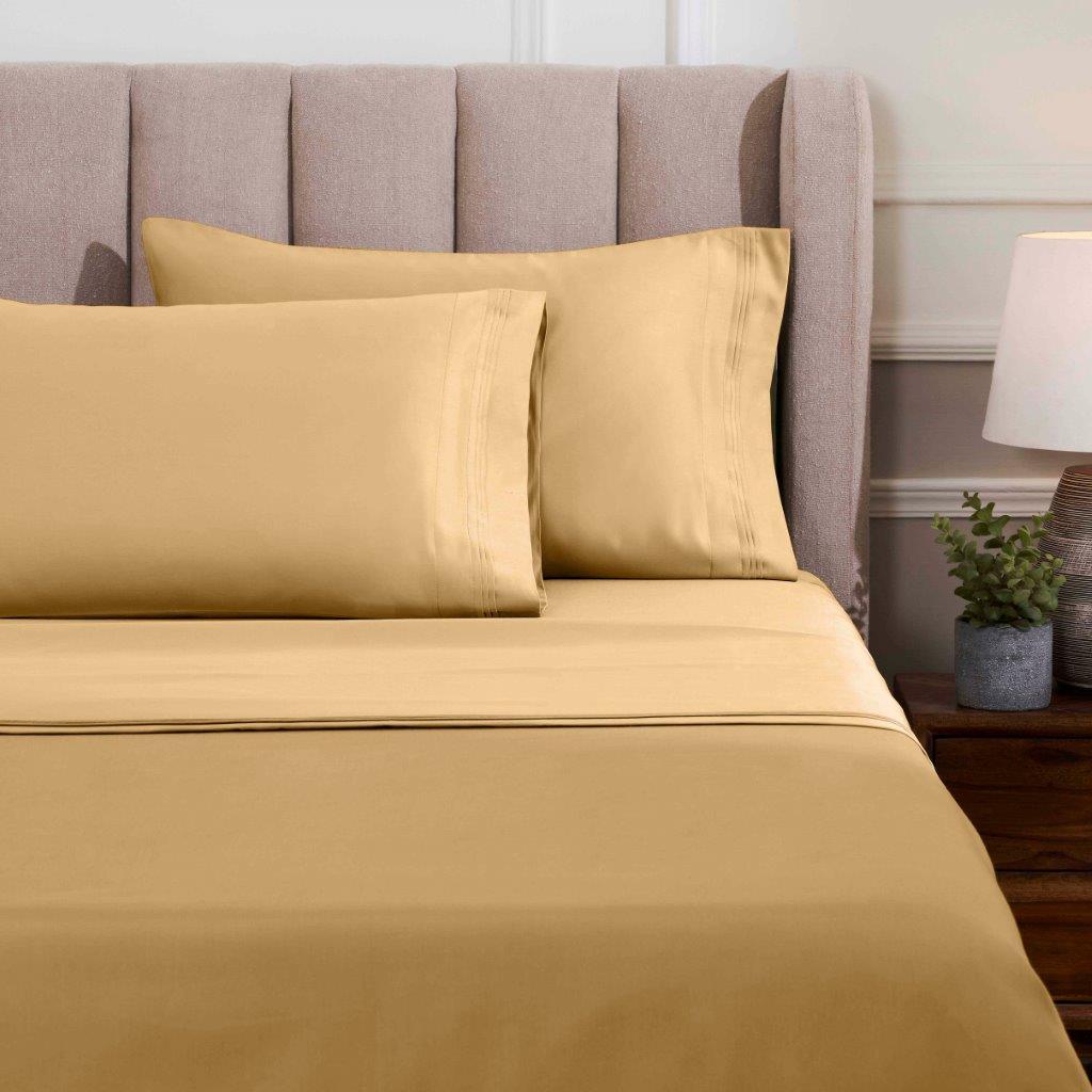 Egyptian Cotton 1500 Thread Count Eco Friendly Solid Sheet Set - Gold