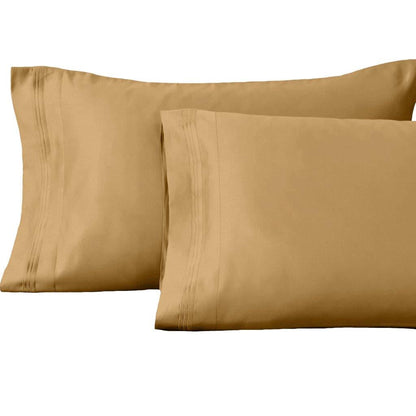 1500 Thread Count Egyptian Cotton 2 Piece Solid Pillowcase Set - Gold