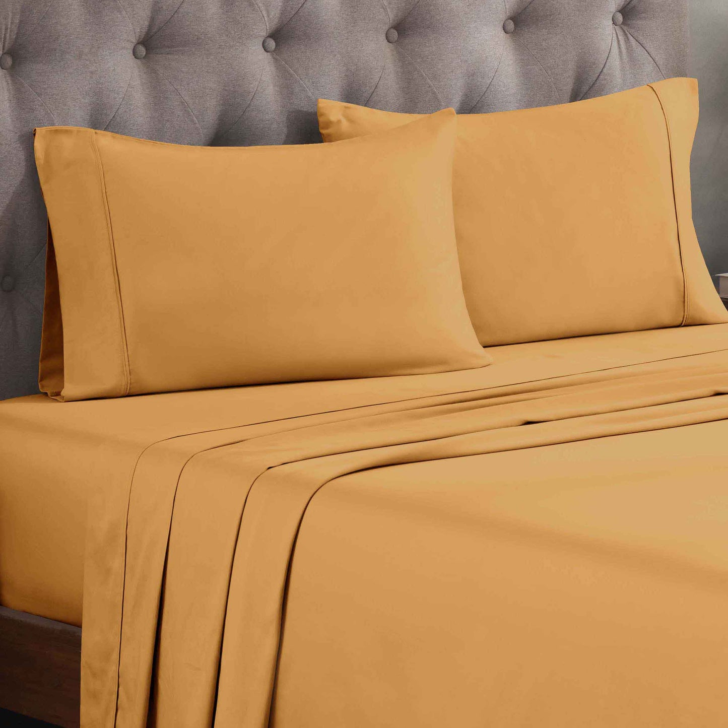Egyptian Cotton 300 Thread Count Solid Deep Pocket Sheet Set - Gold