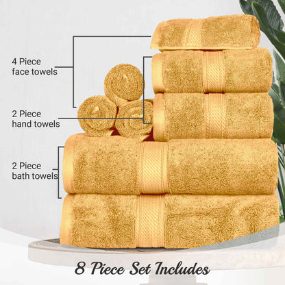 Madison Egyptian Cotton Pile Plush Heavyweight 8 Piece Towel Set