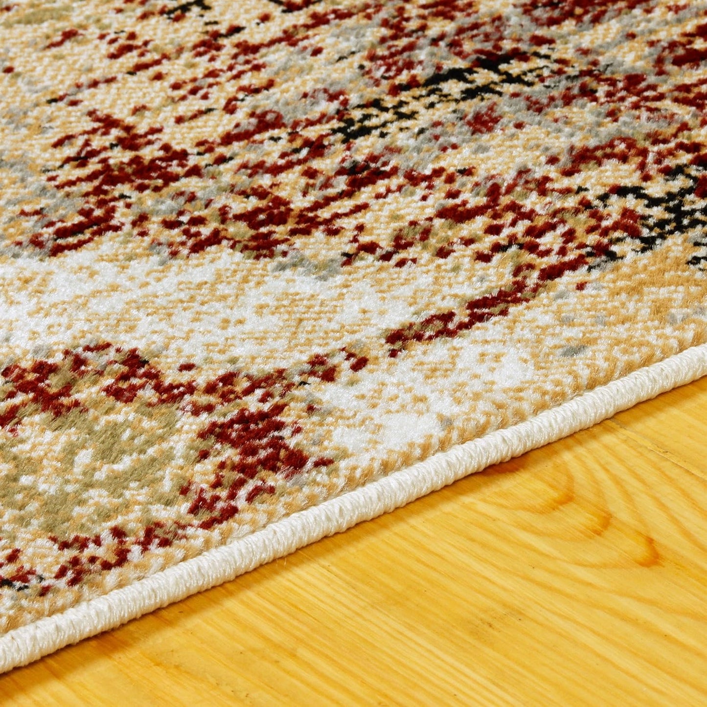 Arabella Heavily Distressed Retro Geometric Area Rug or Runner - Gold