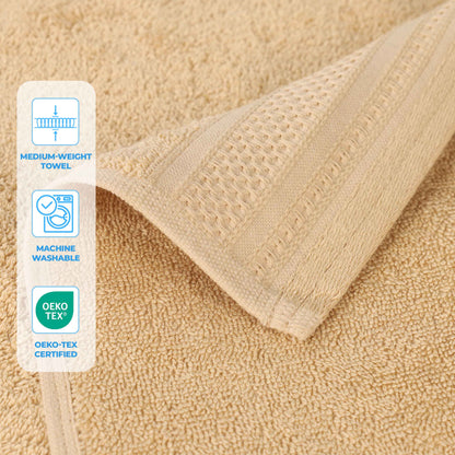 Honeycomb Textured Waffle Border Cotton Face Towels, Set of 6