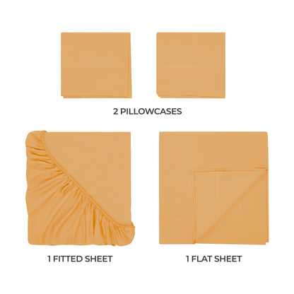 Egyptian Cotton 300 Thread Count Solid Deep Pocket Sheet Set - Gold