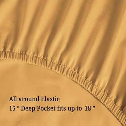 Egyptian Cotton 300 Thread Count Solid Deep Pocket Sheet Set - Gold
