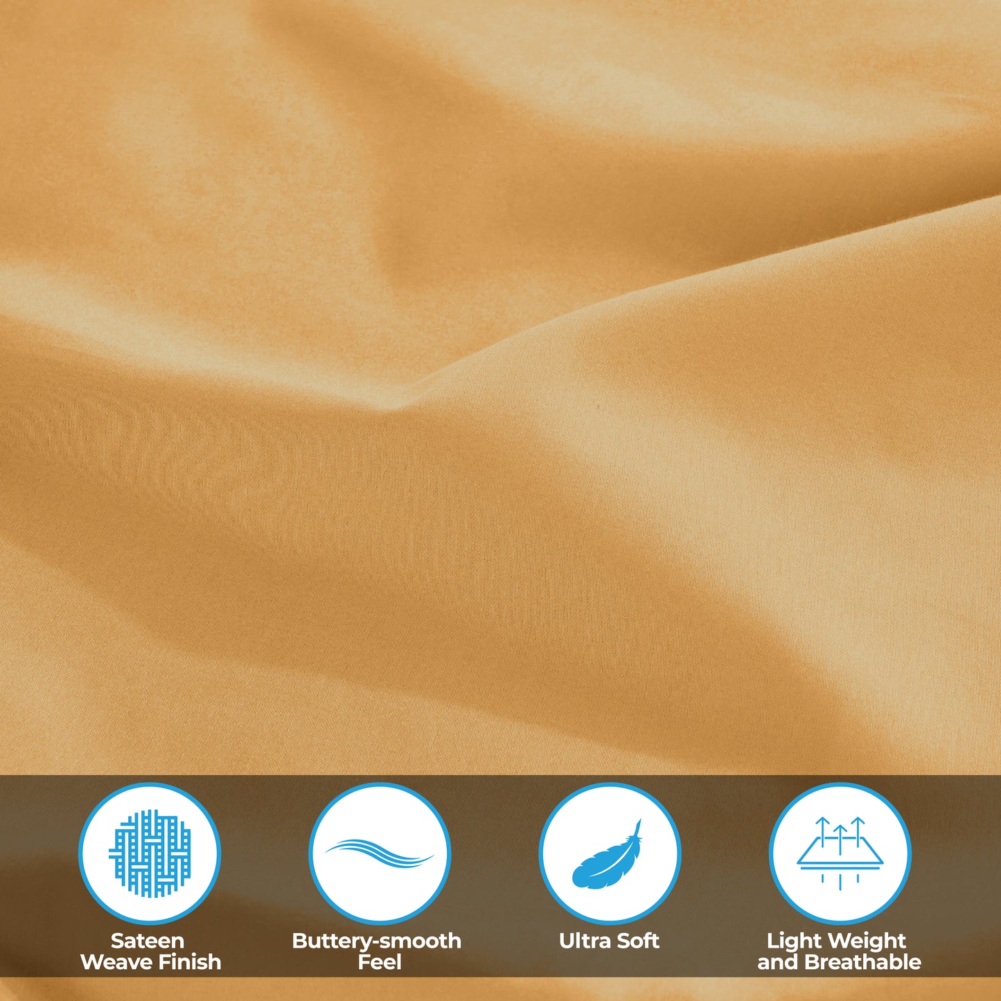 Egyptian Cotton 300 Thread Count Solid Deep Pocket Sheet Set - Gold