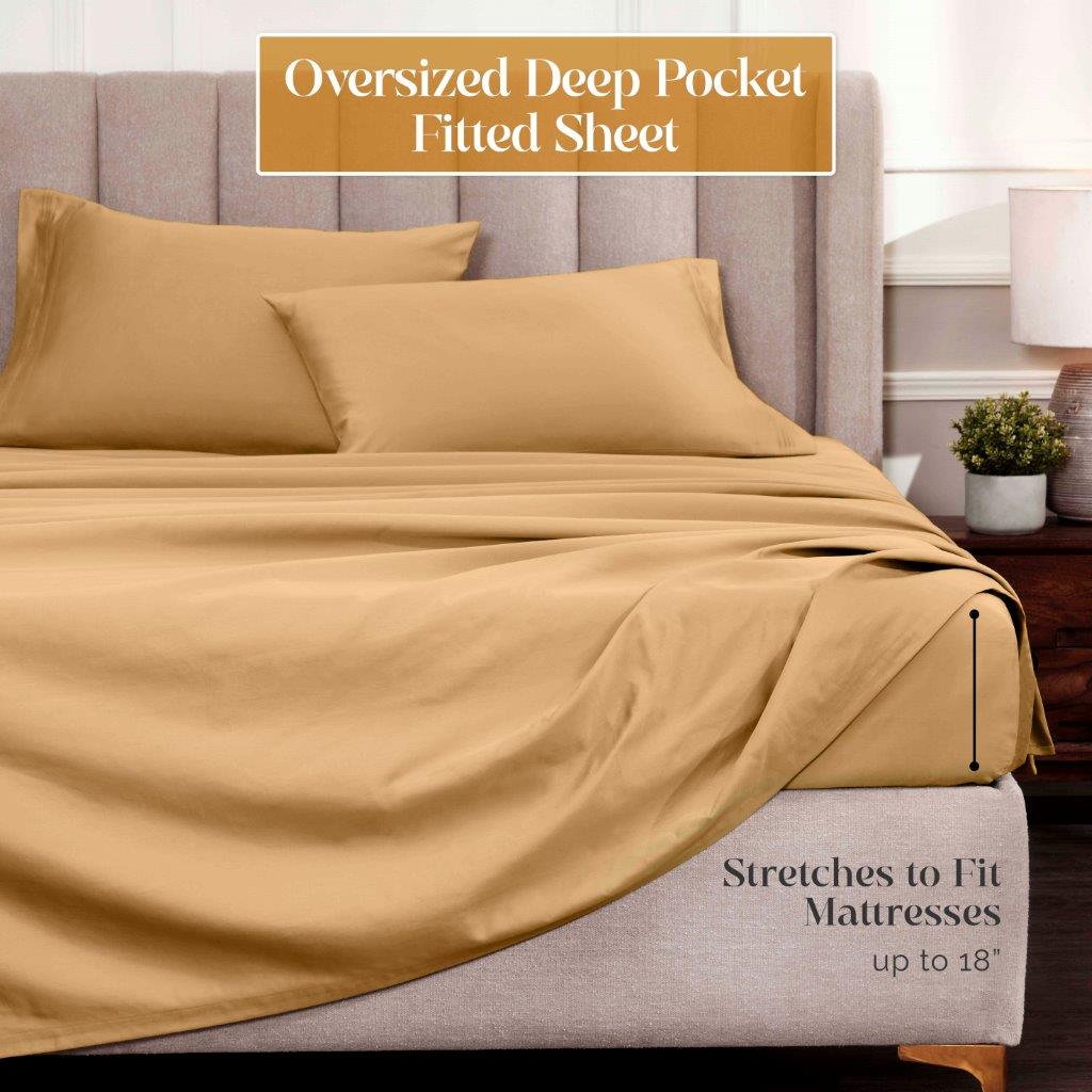 Egyptian Cotton 1500 Thread Count Eco Friendly Solid Sheet Set - Gold