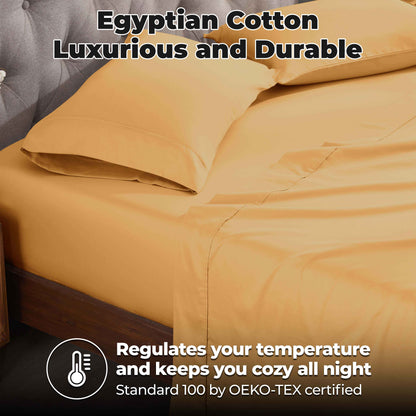 Egyptian Cotton 300 Thread Count Solid Deep Pocket Sheet Set - Gold