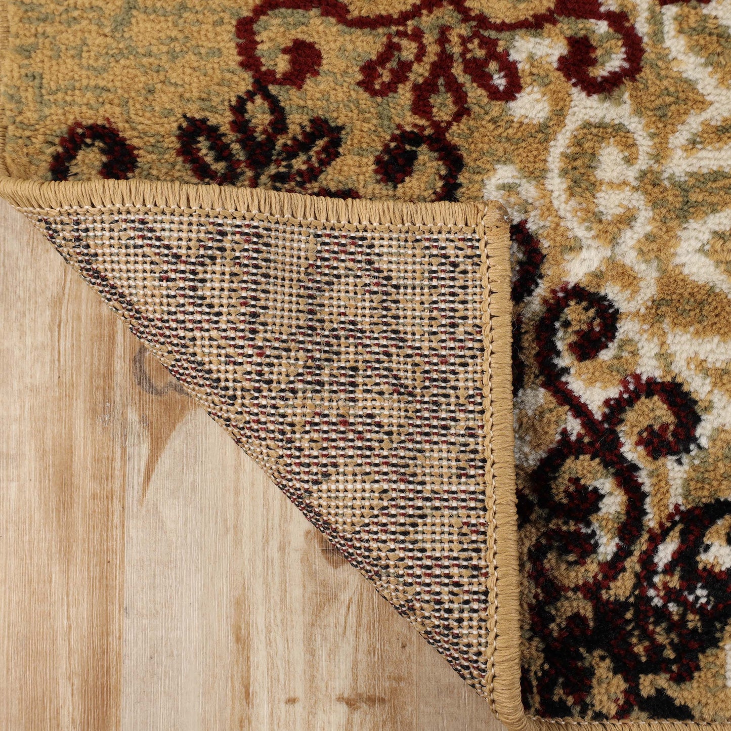 Leigh Traditional Floral Scroll Indoor Area Rug or Runner Rug Or Door Mat - Gold