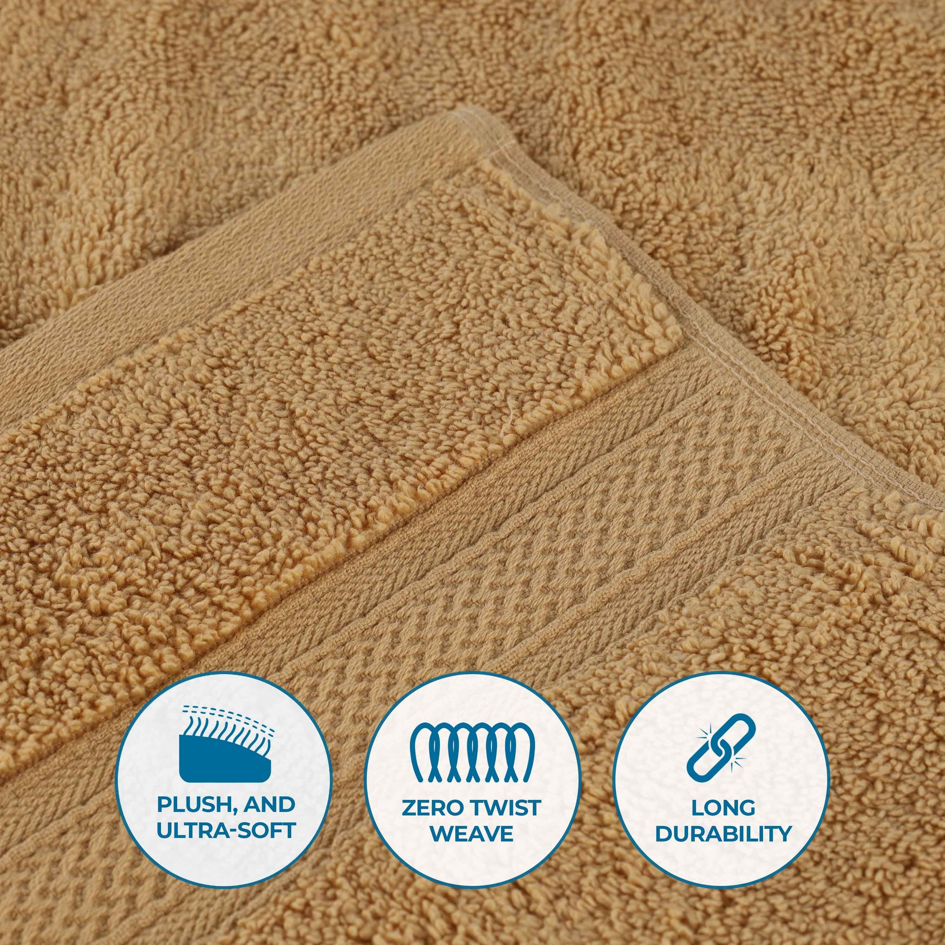 Chevron Zero Twist Solid and Jacquard Soft Cotton 6 Piece Towel Set - Gold