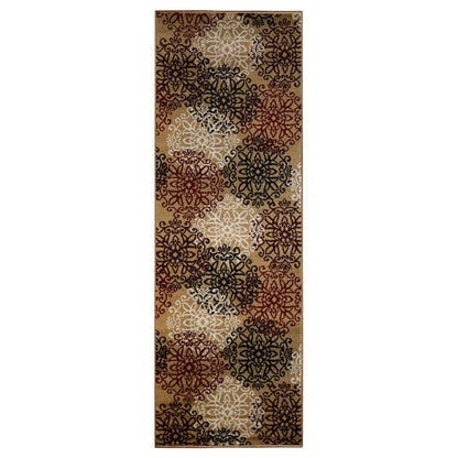 Leigh Traditional Floral Scroll Indoor Area Rug or Runner Rug Or Door Mat - Gold