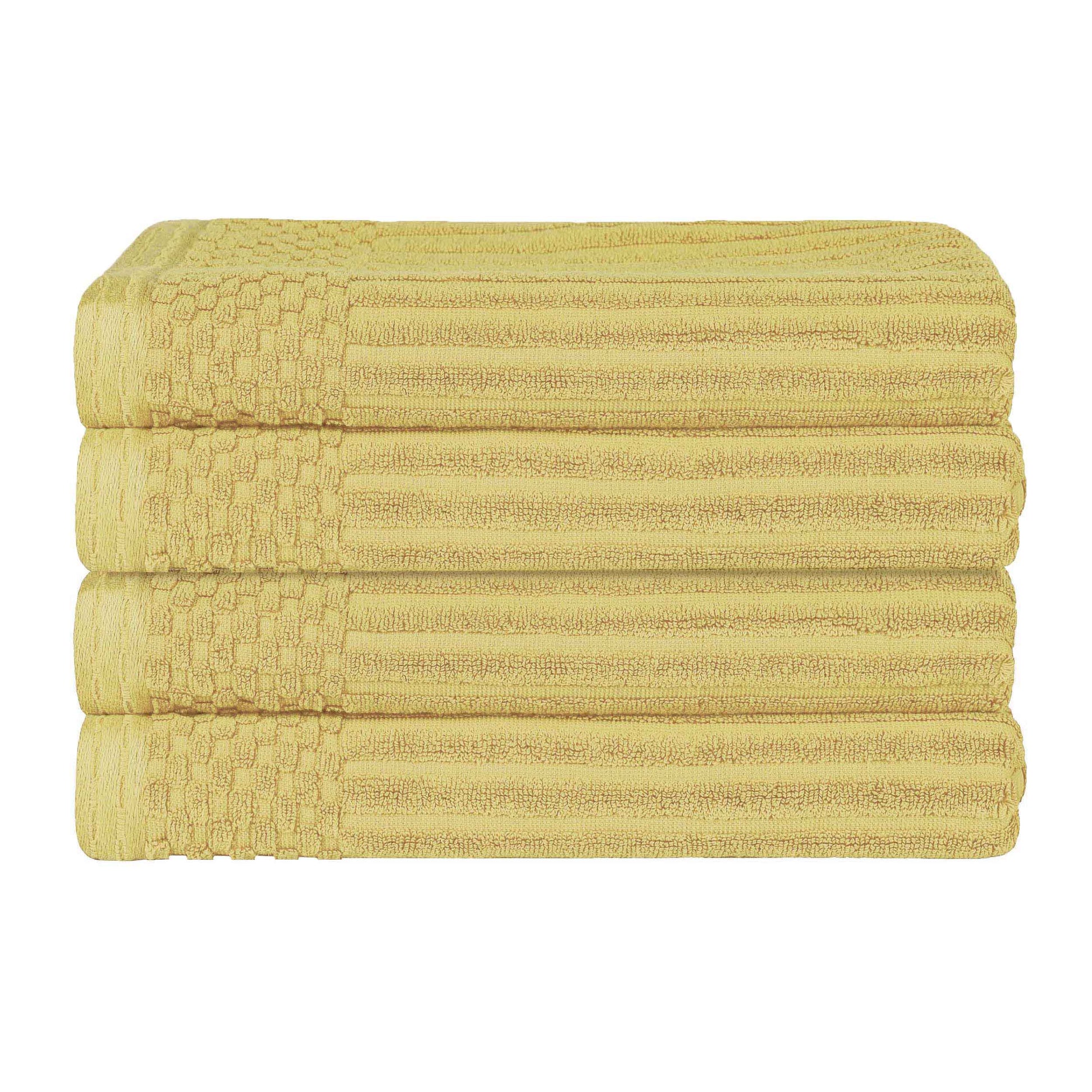 Soho Ribbed Cotton Absorbent Bath Towel Set of 4 - GoldenMist