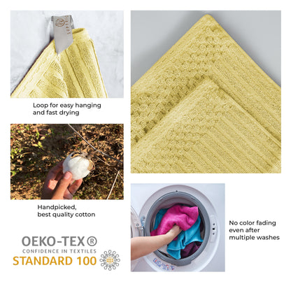 Soho Ribbed Cotton Absorbent 3 Piece Assorted Towel Set - GoldenMist