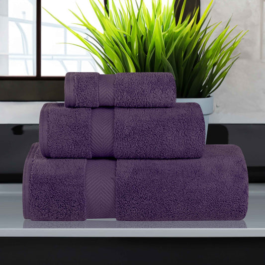 Zero-Twist Smart-Dry Combed Cotton 3 Piece Towel Set - GrapeSeed