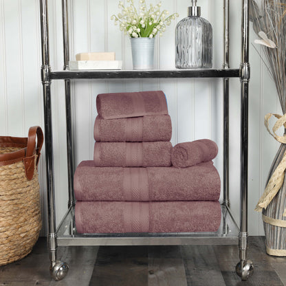 Cotton Heavyweight Absorbent Plush 6 Piece Towel Set - GrapeShake