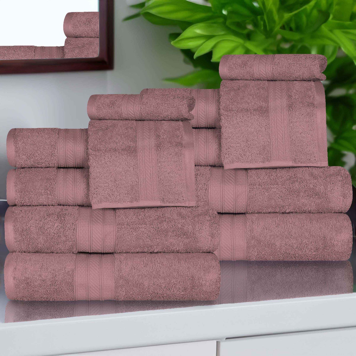 Atlas Cotton Plush Absorbent Heavyweight 12 Piece Assorted Towel Set - GrapeShake