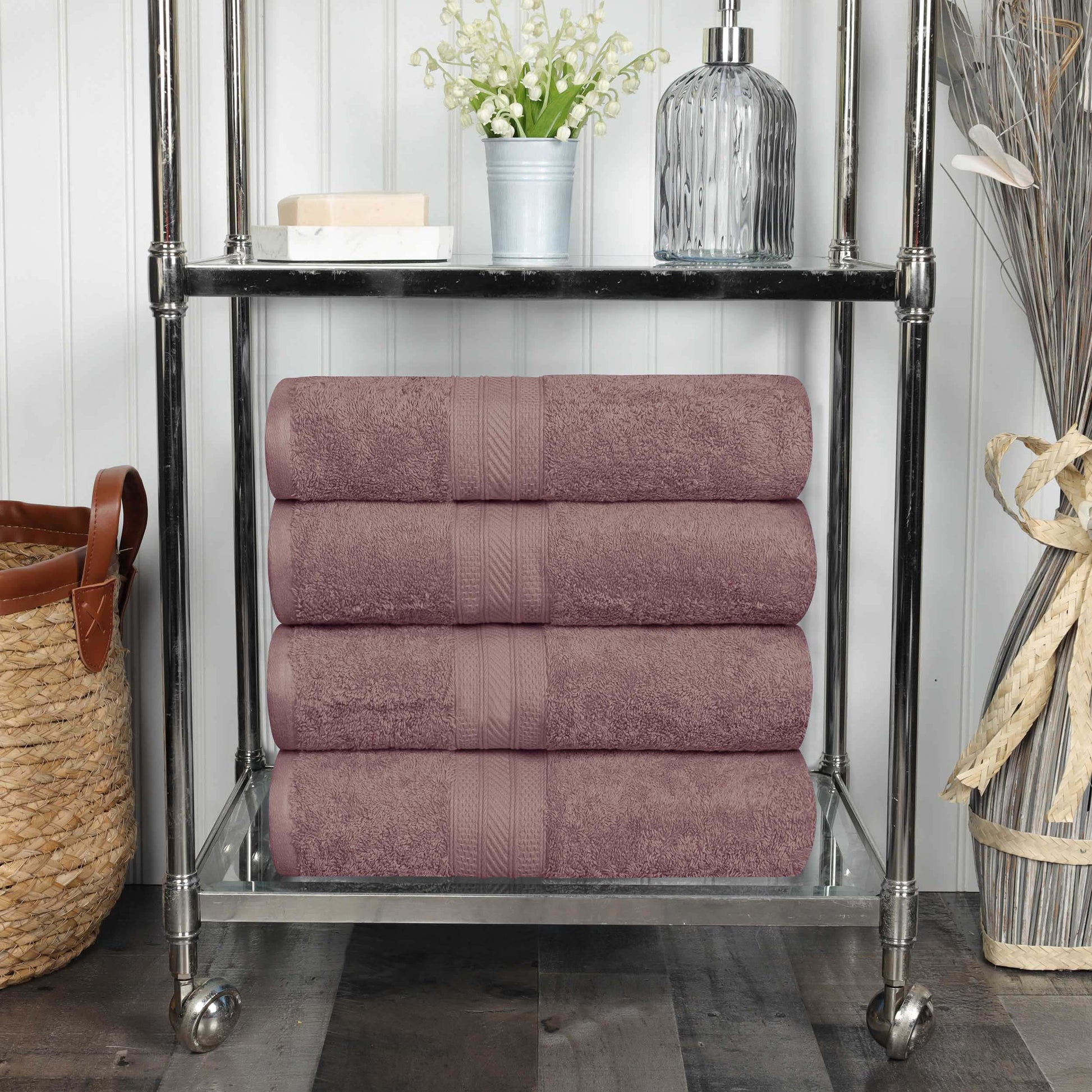 Cotton Heavyweight Luxury 4 Piece Bath Towel Set - GrapeShake