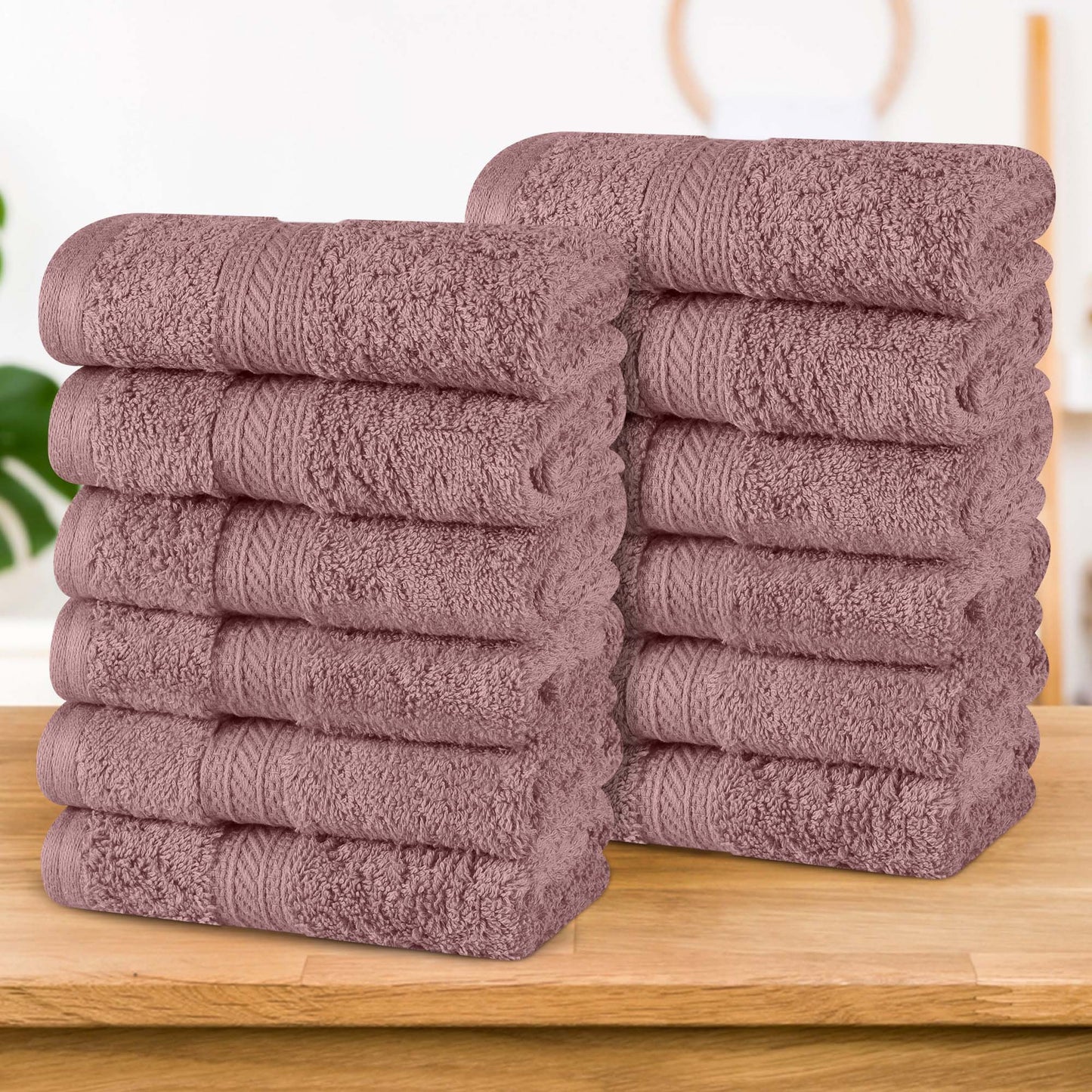 Atlas Cotton Absorbent Heavyweight Face Towel Washcloth Set of 12 - GrapeShake