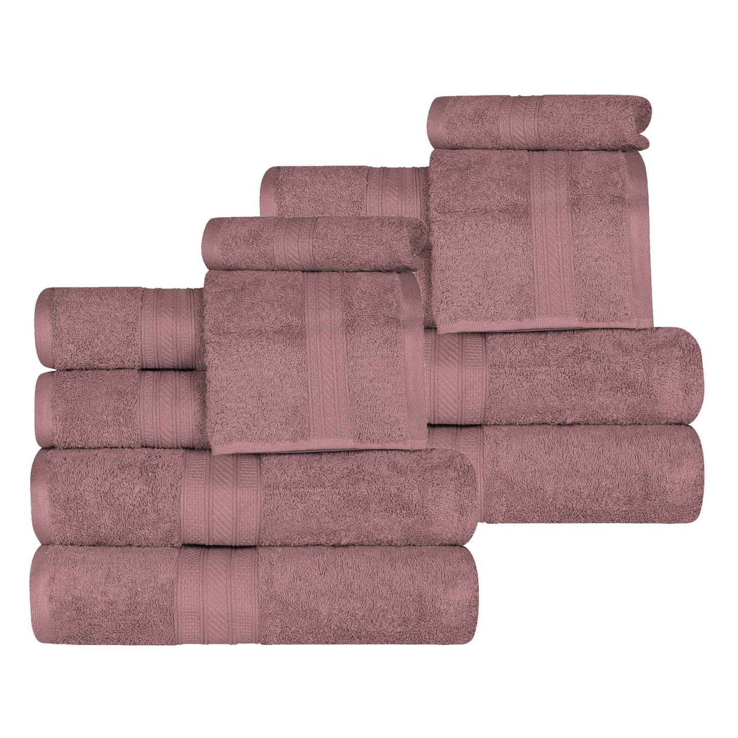 Atlas Cotton Plush Absorbent Heavyweight 12 Piece Assorted Towel Set - GrapeShake