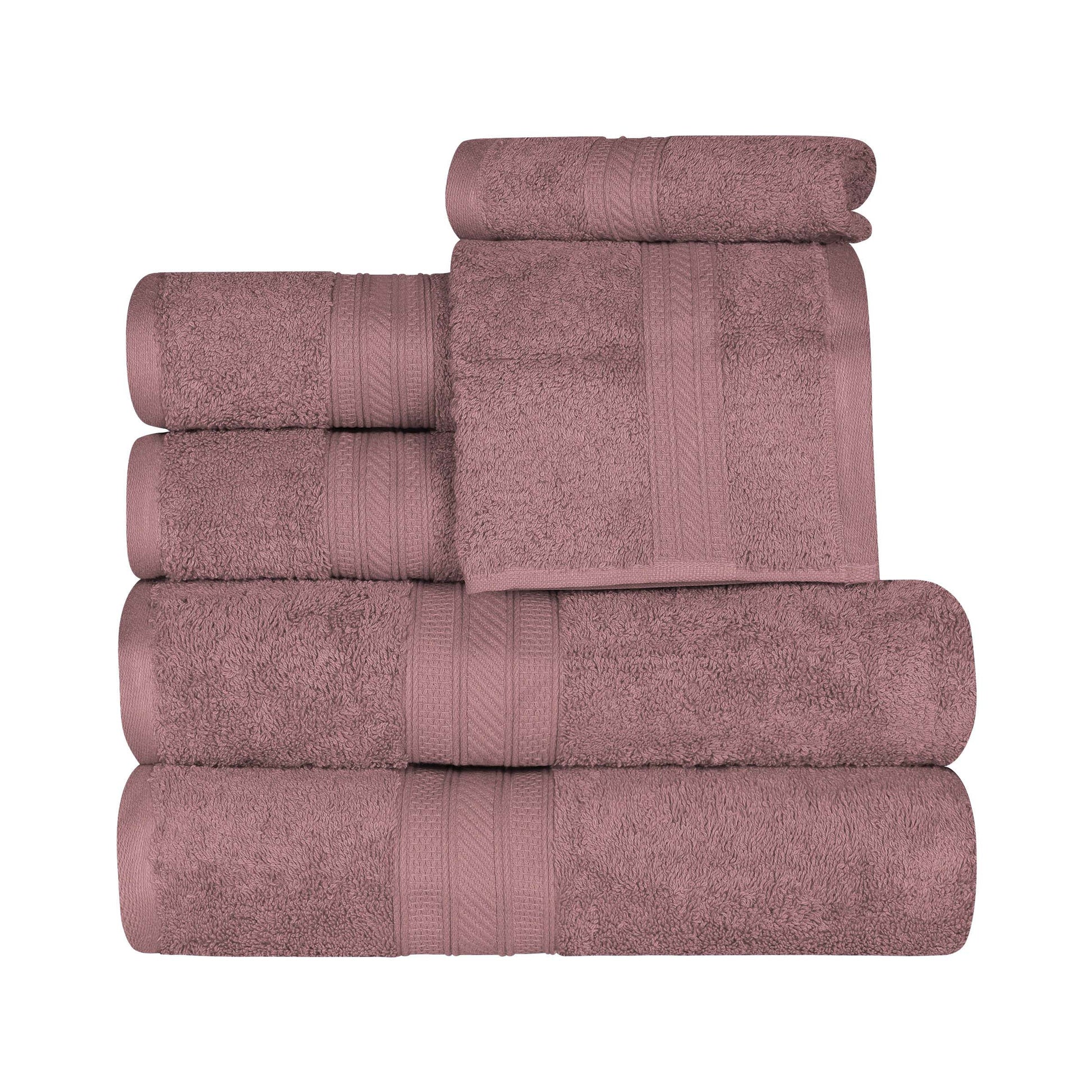 Cotton Heavyweight Absorbent Plush 6 Piece Towel Set - GrapeShake