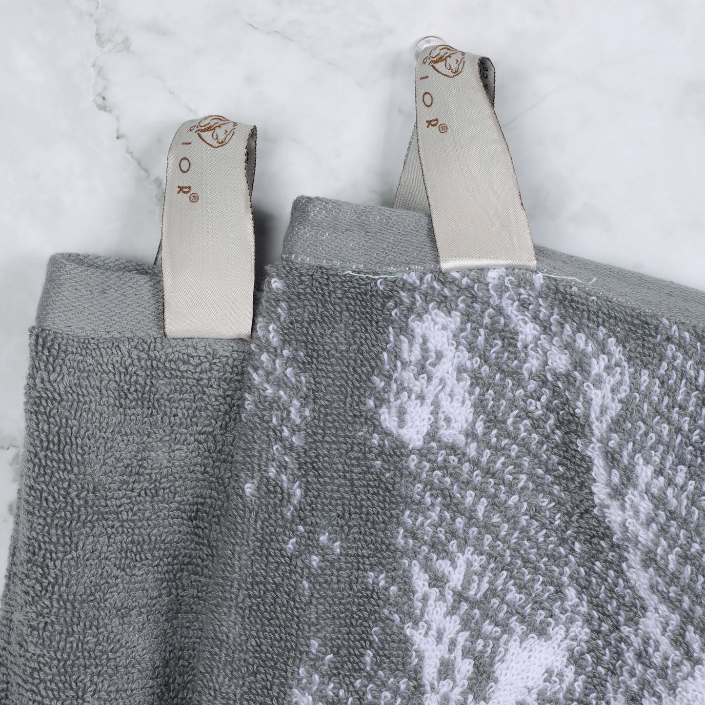 Cotton Marble and Solid Medium Weight Hand Towel Set of 6 - Gray