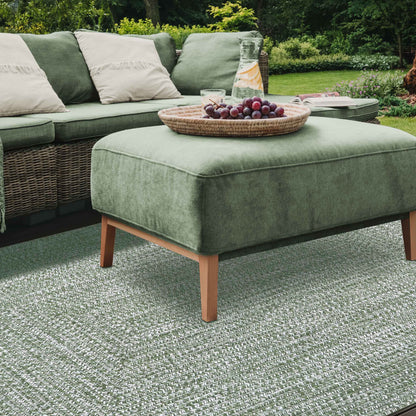 Multi Toned Braided Area Rug Bohemian Indoor Outdoor Rugs - Green-White
