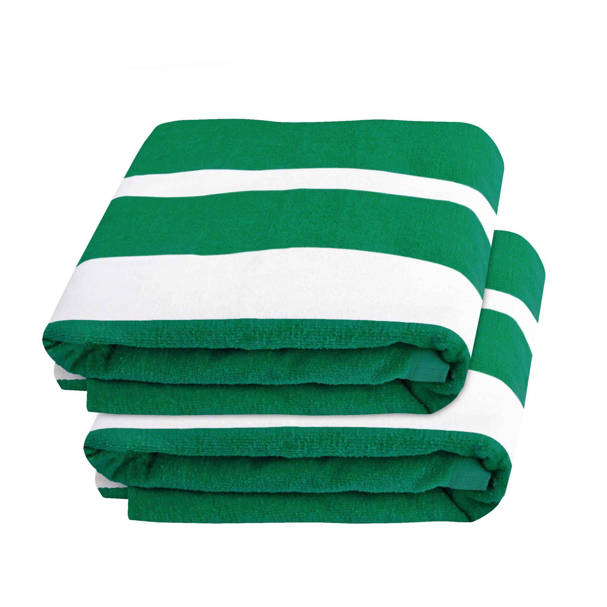 Cabana Striped Cotton Standard Size Chaise Lounge Chair Cover Set of 2 - Green