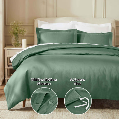 Egyptian Cotton 850 Thread Count Solid Luxury 3 Piece Duvet Cover Set