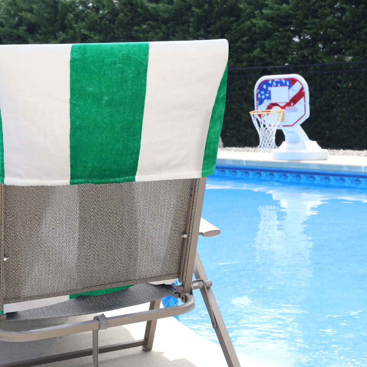 Cabana Striped Cotton Standard Size Chaise Lounge Chair Cover Set of 2 - Green