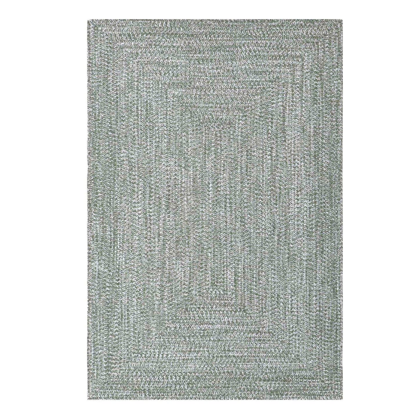 Multi Toned Braided Area Rug Bohemian Indoor Outdoor Rugs - Green-White